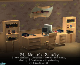 Sims 2 — GL Match Study by Simaddict99 — 5 new meshes to match Maxis GL objects