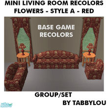 Sims 2 — TL - Mini Living - Flowers Style A - Red Set by TabbyLou — Flowers (Style A) Motif in Red recolors of the Base