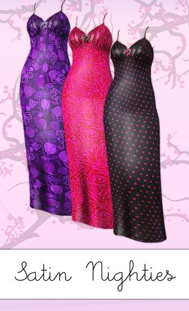Sims 3 — Long Satin Nighties by hrekkjavaka — Long satin nighties for young adult/adult female. With recolourable bow.
