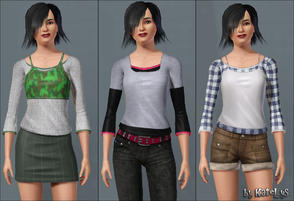 Sims 3 — Fashion set 03 - Layered by katelys — Three new casual tops for young/ adult females. They all have three