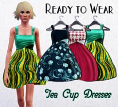 Sims 3 — Ready to Wear // Tea Cup Dresses by slice — Tea cup style cocktail dresses. New mesh.