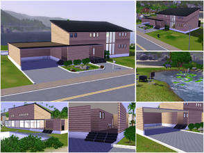 Sims 3 — Modern Wood by Lisa 86 — 3 bedrooms, 3.5 bathrooms, 1 office, large living, dining and kitchen. Porch, Deck, 2