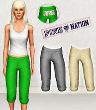 Sims 3 — Brand Recognition // Cuffed Sweatpants by slice — Old school Victoria's Secret PINK sweatpants with and without
