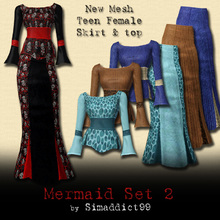 Sims 3 — New Mesh Set - Mermaid Skirt & Top for TF by Simaddict99 — mermaid style, ankle length skirt and flared top.