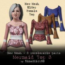 Sims 3 —  New Mesh - Mermaid Top EF by Simaddict99 — mermaid style flared top. Comes with 4 style presets as shown. 3