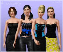 Sims 3 — Fashion set 06 - 4 corsets by katelys — 4 new different corsets, all come in 3 color versions. The blonde and