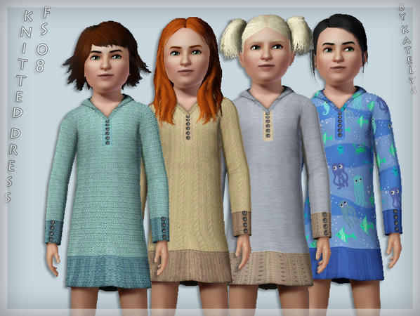 Sims 3 — Fashion set 08 - Knitted dress by katelys — New mesh and 4 recolors - cute knitted dresses for little girls,