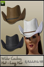 Sims 3 — ASC_AFWideCowboyHatLong by Shakeshaft — Part of the Home on the Range set this Edited Mesh Wider Brim Cowboy Hat