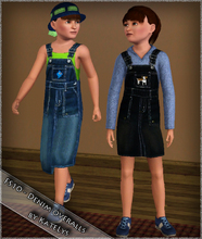 Sims 3 — FS10 - Denim overalls by katelys — 2 new meshes- 2 styles, 2 x 3 recolors. Both dresses have 2 recolorable