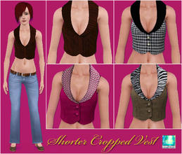 Sims 3 — OPJ_AF_CroppedVest_Top by openhousejack — shorter cropped vest top for female Sims . A new mesh