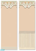 Sims 2 — Peach With Victorian Floral Border by TSR Archive — Two matching walls, one with beadboard one without.