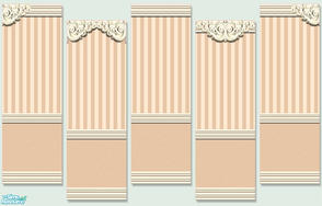 Sims 2 — Victorian Walls in Peach Stripes by TSR Archive — Five wall with carved Victorian moldings. Mix and match to