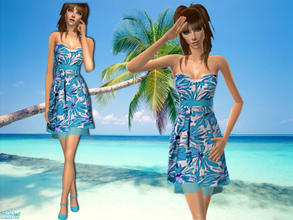 Sims 2 — With Flower Dress - Blue by SouR_CherrY_GirL — Mesh by Justsims2