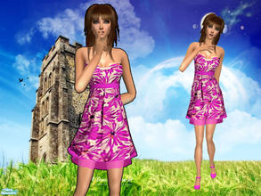 Sims 2 — With Flower Dress - Pink by SouR_CherrY_GirL — =)