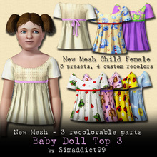 Sims 3 — New Mesh Baby Doll Top - CF - SET by Simaddict99 — this set includes my new child baby doll top (comes with 3