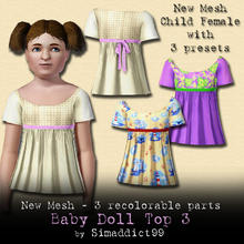 Sims 3 — New Mesh Baby Doll Top - CF by Simaddict99 — cute little baby doll style top for children. Three recolorable