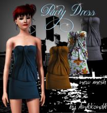 Sims 3 — AnAkondA Party dress 01 by onetoutch — Strapless shirred party dress
