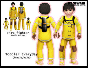 Sims 3 — cute toddler fire figther   (famale/male) everyday by siwaki — adult career Firefighter this is toddler's