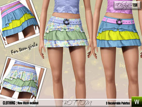 Sims 3 — Ruffle Skirt (Teen) - EKNs5c2 by ekinege — New mesh included. Three recolorable parts. For teen girls. 
