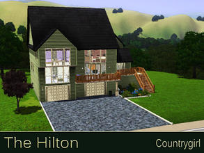 Sims 3 — The Hilton by Countrygirl1 — The Hilton has a 2 car garage on the ground level... great room... den/office