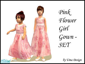 Sims 2 — Pink Flowergirl Gown SET by Uma Design — Fabulous pink gown for your little flowergirls, or just for a fancy