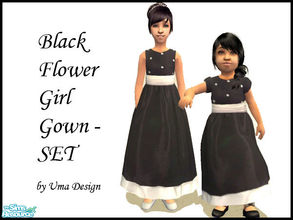 Sims 2 — Black Flowergirl Gown SET by Uma Design — Chic black gown for your flowergirls or just for a fancy party! For