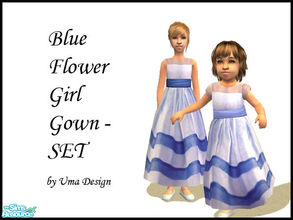 Sims 2 — Blue Flowergirl Gown SET by Uma Design — Lovely blue gown for your flowergirls or just for a fancy party! For