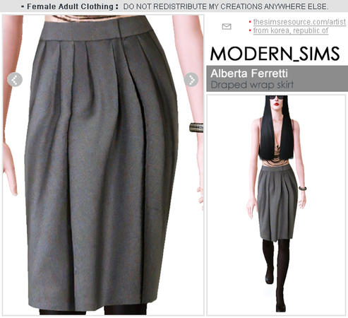 Sims 3 — Alberta Ferretti: Draped wrap skirt by Modern_Sims — DO NOT REDISTRIBUTE MY CREATIONS ANYWHERE ELSE
