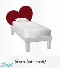 Sims 2 — A Teenager In Love Bedroom - Heart Bed Mesh by Living Dead Girl — Mesh file in white with red heart.