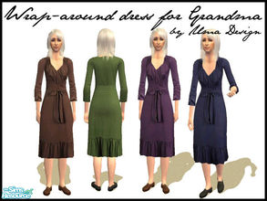 Sims 2 — Wrap-around Dress for Grandma - SET by Uma Design — A soft, feminine knit dress for grandma, together with
