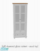 Sims 2 — Mission Bay Glass Cabinetry - Wood Top Tall Drawered Cabinet by Living Dead Girl — Recolour in white with wood