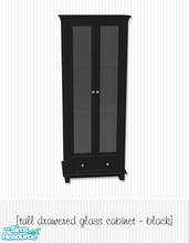 Sims 2 — Mission Bay Glass Cabinetry - Black Tall Drawered Cabinet by Living Dead Girl — Recolour in black with silver