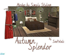 Sims 2 — Autumn Splendor by SimPetals — A recolor of Simply Styling\'s bedroom 11 in autumn colors. Rugs shown by nanu;