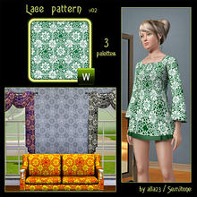 Sims 3 — Lace pattern v02 by Semitone — Lace pattern v02, 3 recolorable palettes.