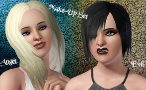 Sims 3 — Make-Up Set-Evil And Angel Eyeliners+Eyeshadows by Frozen and Iced — Hi again! This is my first make-up set,