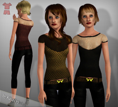 Sims 3 — FS 22 - leather pants + lacy t-shirt by katelys — A new top and a matching bottom.