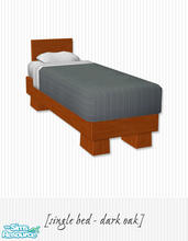 Sims 2 — Kyoto Bedroom - Dark Oak Single Bed by Living Dead Girl — Recolour in dark oak.