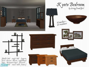 Sims 2 — Kyoto Bedroom by Living Dead Girl — Asian inspired bedroom set featuring double bed, single bed, lingerie chest,