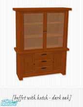 Sims 2 — Kyoto Dining Room - Dark Oak Buffet With Hutch by Living Dead Girl — Recolour in dark oak with black handles.
