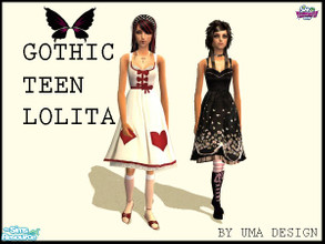 Sims 2 — Teen Gothic Lolita - SET by Uma Design — Spice up your teen simmies with gothic lolita dresses! Everyday and