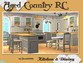 Sims 2 — Aged Country Kitchen by Simaddict99 — Rustic, country kitchen in aged and crackled white wood.
