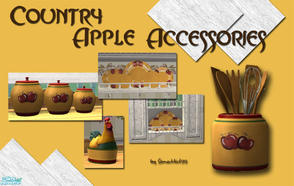 Sims 2 — Country Kitchen Accessories by Simaddict99 — Country kitchen accessories in warm honey tones and painted, red