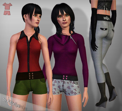 Sims 3 — FS 28 Everyday mission by katelys — A hand-painted set, includes two tops, two bottoms and one pair of shoes.