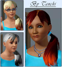 Sims 3 — Tail On One Side Hair by Tanchi — Hair with a tail sideways and a stylish bang for teen, young adult, adult and