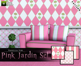 Sims 3 — Pink Jardin Pattern Set by Vanilla Sim —  3 patterns to created a soft room any little girl would love. What