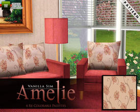 Sims 3 — Amelie  by Vanilla Sim — A clean crisp design of large flower and trail, outlined in brown and deep red with