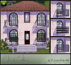 Sims 3 — Balcony Railings by Shakeshaft — A new set of 4 different style Balcony Railings, each railing comes with 4