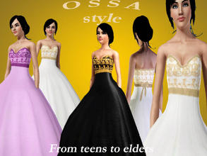 Sims 3 — OSSA - Dress F068 Empire Line by SandraR — Elegant satin gown with embroideried details in corset. Two areas for