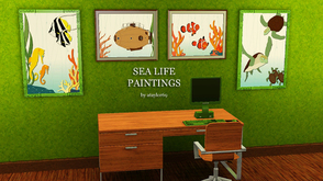 Sims 3 — Sea Life Collection by ataylor69 — Here are some sea life paintings. They are a submarine, seahorse and fish,