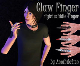 Sims 3 — Claw Finger Right Middle by Annihilation by Annihilation — Claw Finger male/female ring fo right middle finger.